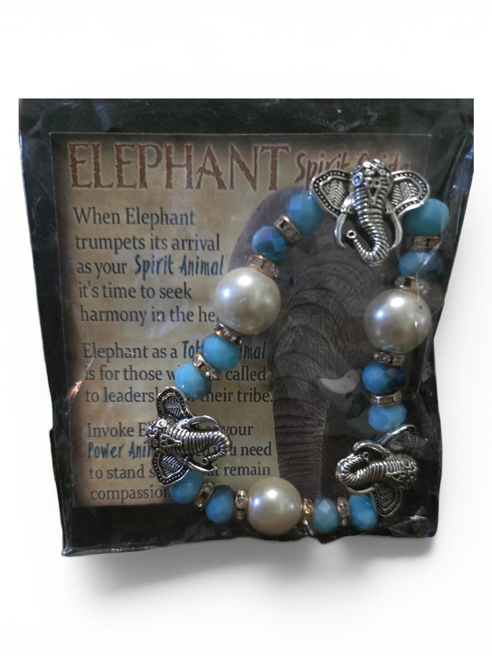 Elephant Charm Turquoise Bead Stretch Bracelet